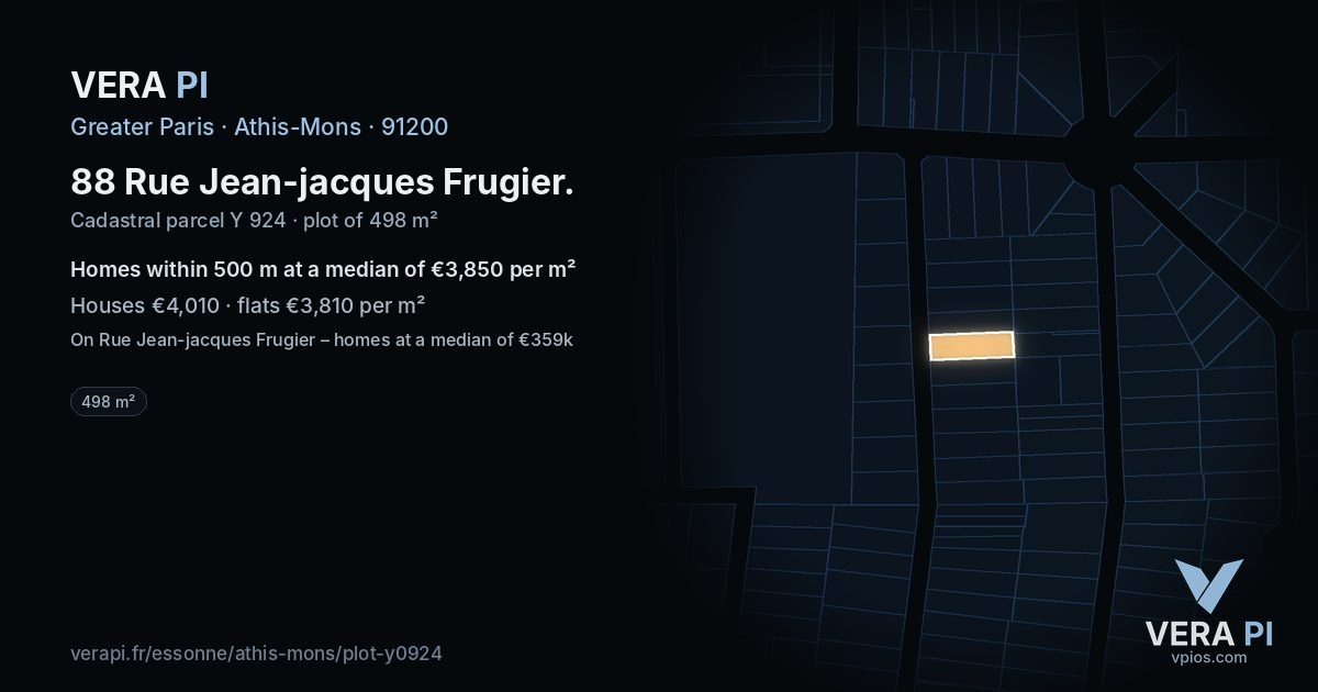 88 Rue Jean-jacques Frugier, Athis-Mons at night – the plot lit, the parcels around coloured by the prices near them