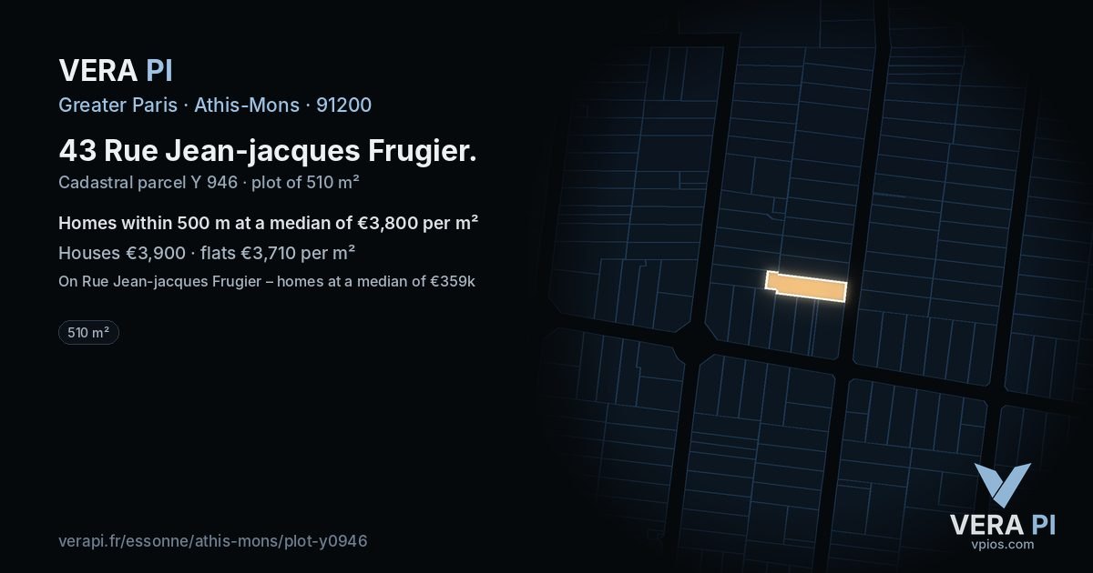 43 Rue Jean-jacques Frugier, Athis-Mons at night – the plot lit, the parcels around coloured by the prices near them