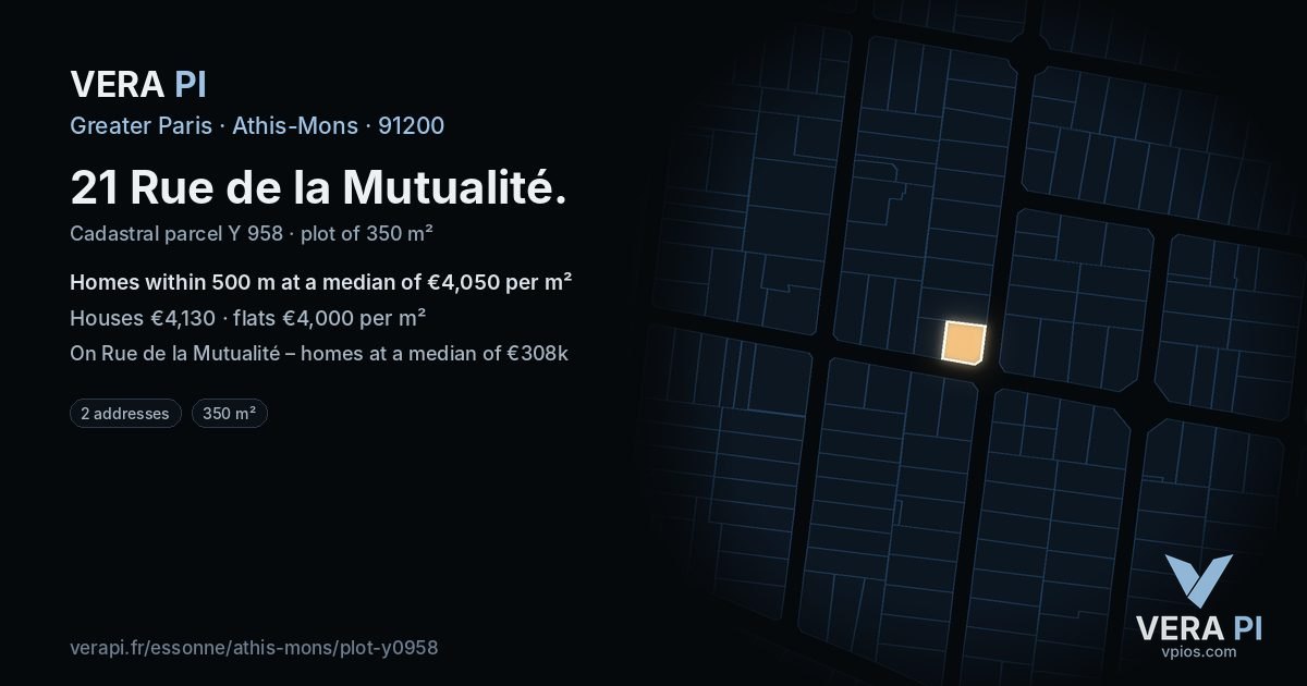 21 Rue de la Mutualité, Athis-Mons at night – the plot lit, the parcels around coloured by the prices near them