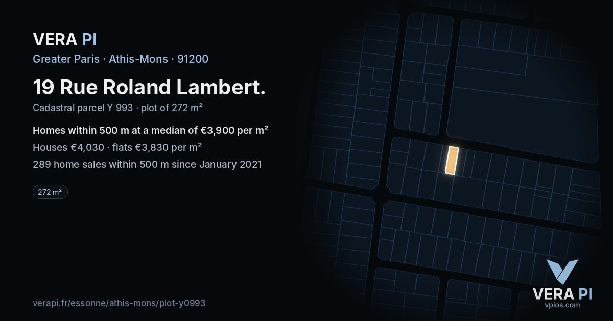 19 Rue Roland Lambert, Athis-Mons at night – the plot lit, the parcels around coloured by the prices near them