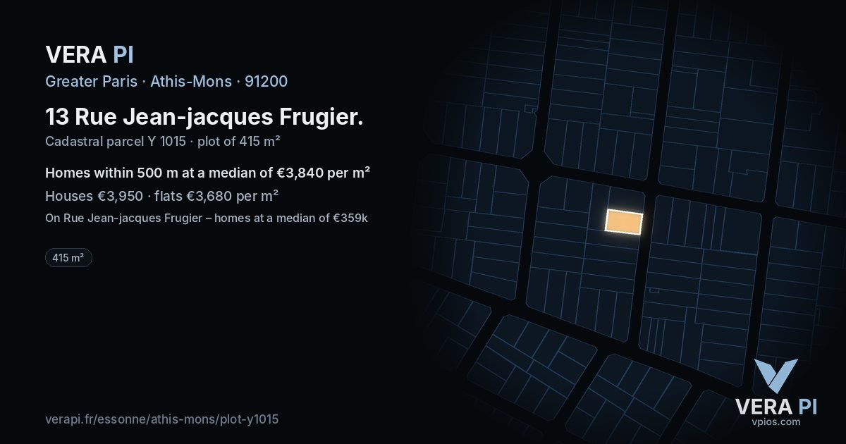 13 Rue Jean-jacques Frugier, Athis-Mons at night – the plot lit, the parcels around coloured by the prices near them