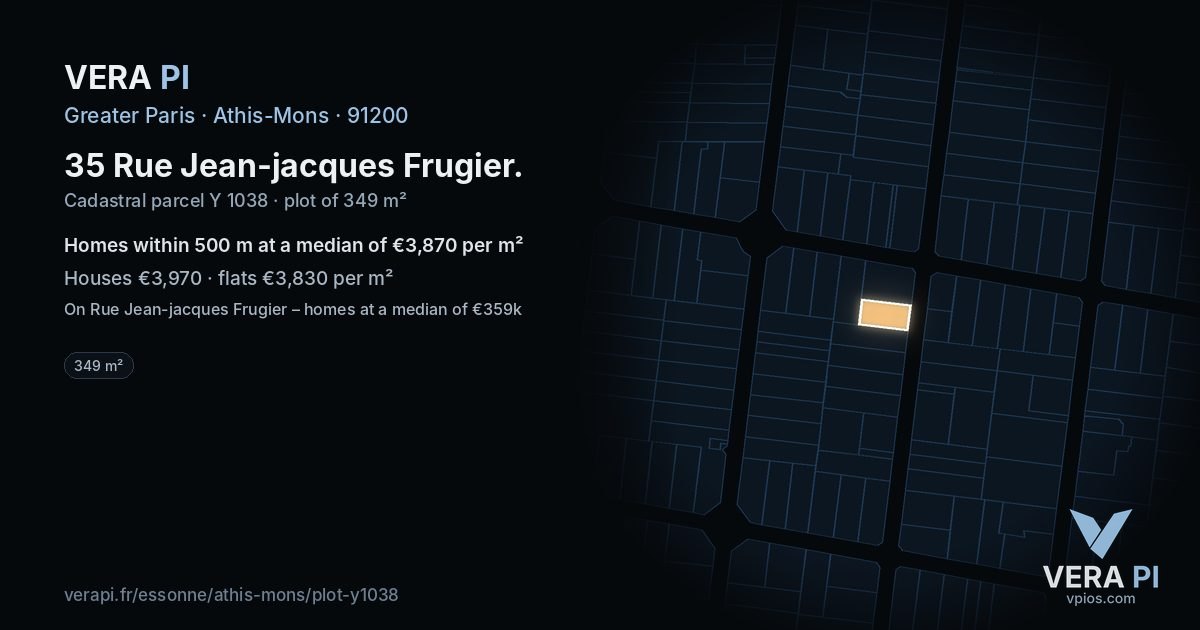 35 Rue Jean-jacques Frugier, Athis-Mons at night – the plot lit, the parcels around coloured by the prices near them