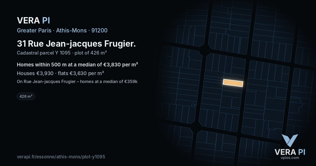 31 Rue Jean-jacques Frugier, Athis-Mons at night – the plot lit, the parcels around coloured by the prices near them