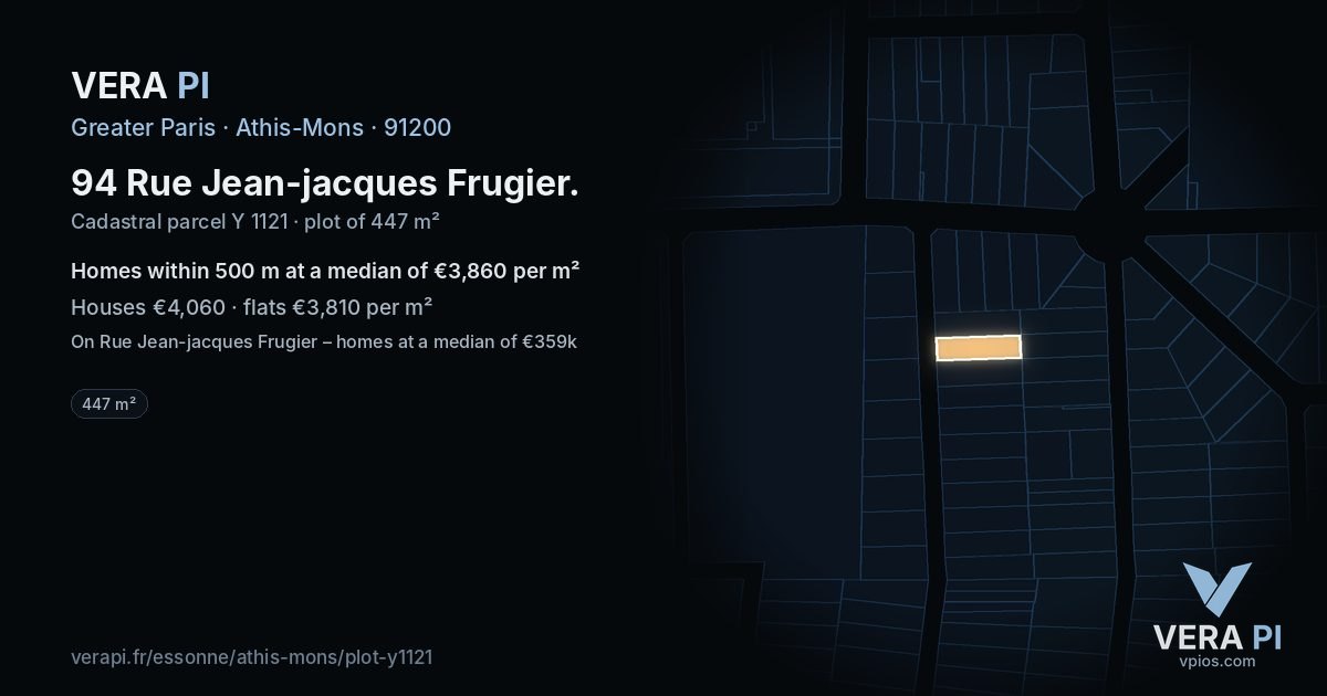 94 Rue Jean-jacques Frugier, Athis-Mons at night – the plot lit, the parcels around coloured by the prices near them