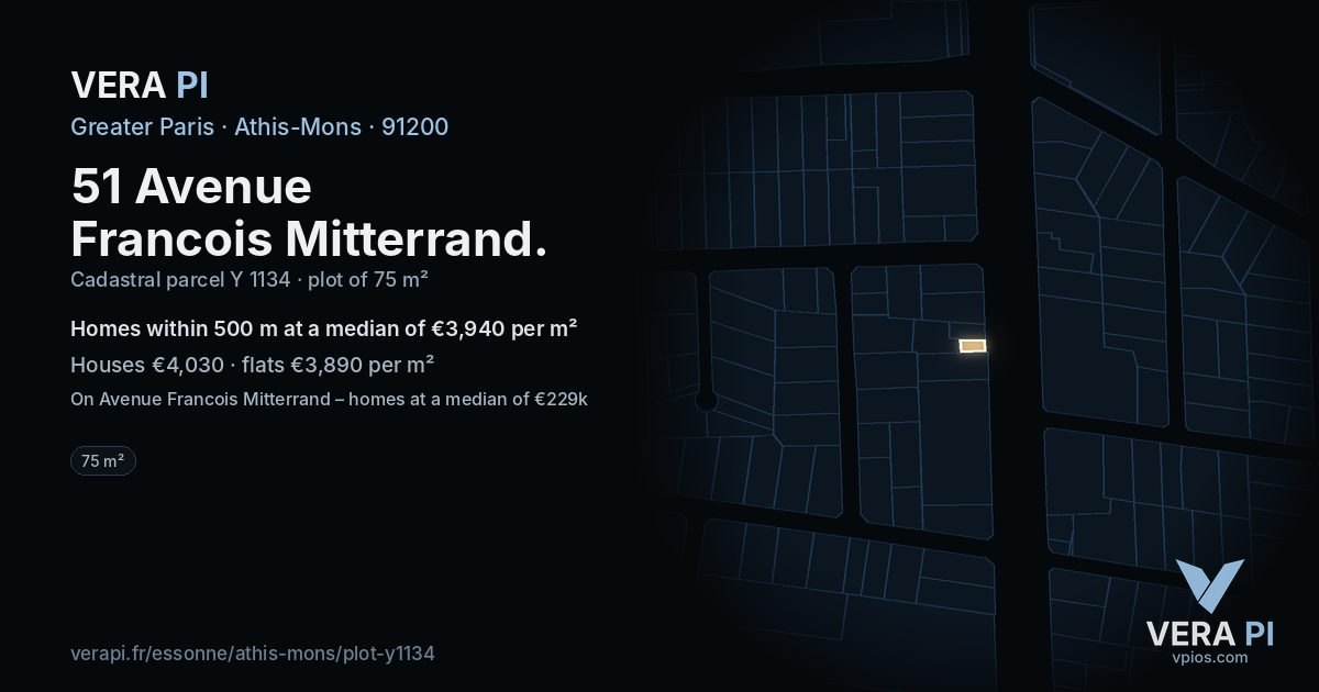 51 Avenue Francois Mitterrand, Athis-Mons at night – the plot lit, the parcels around coloured by the prices near them