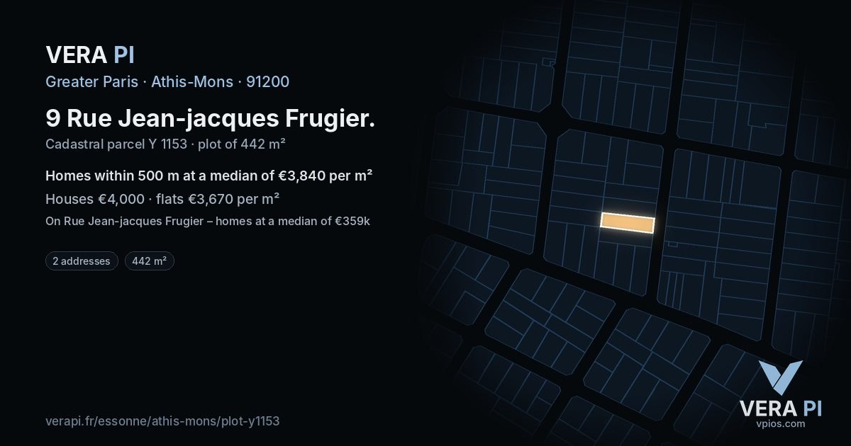 9 Rue Jean-jacques Frugier, Athis-Mons at night – the plot lit, the parcels around coloured by the prices near them