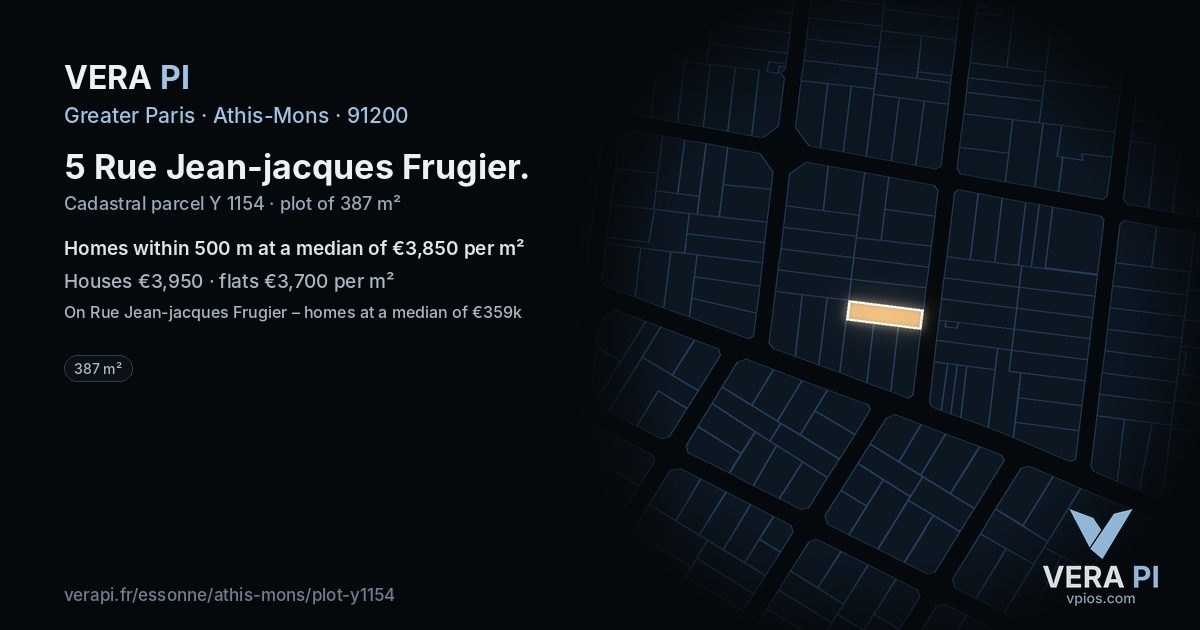 5 Rue Jean-jacques Frugier, Athis-Mons at night – the plot lit, the parcels around coloured by the prices near them
