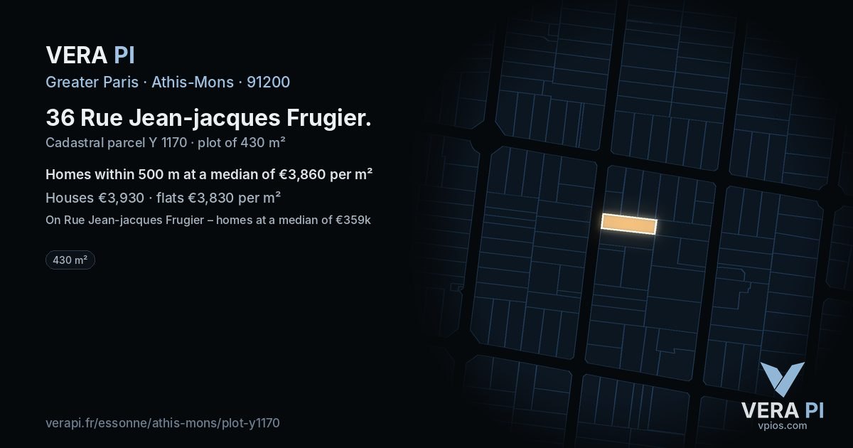 36 Rue Jean-jacques Frugier, Athis-Mons at night – the plot lit, the parcels around coloured by the prices near them