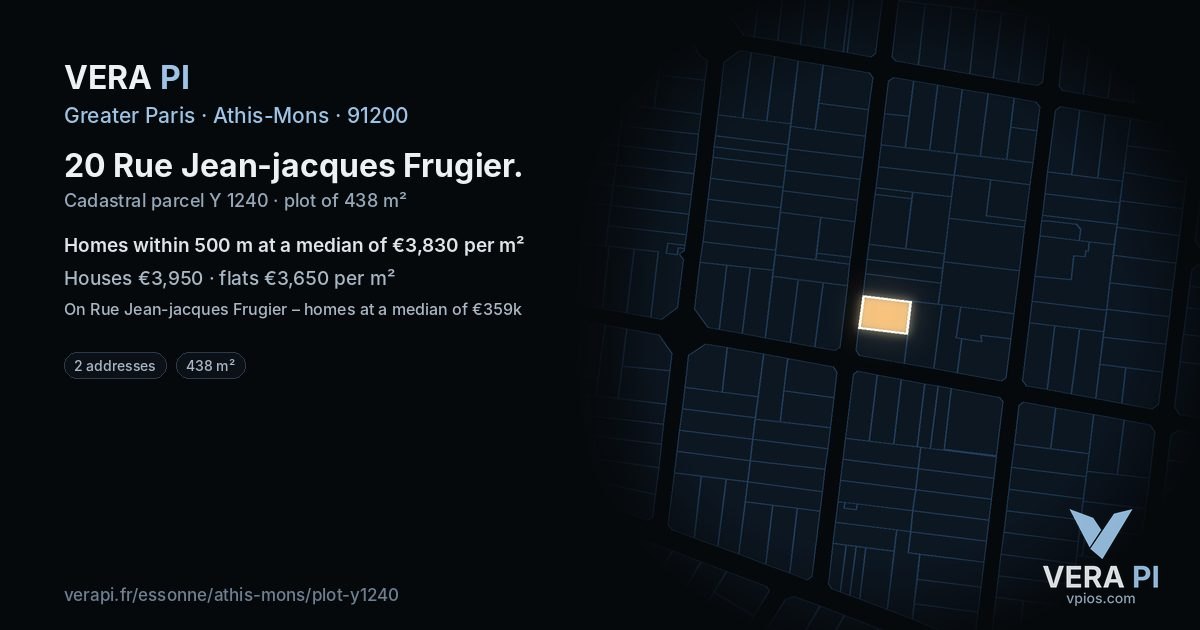 20 Rue Jean-jacques Frugier, Athis-Mons at night – the plot lit, the parcels around coloured by the prices near them