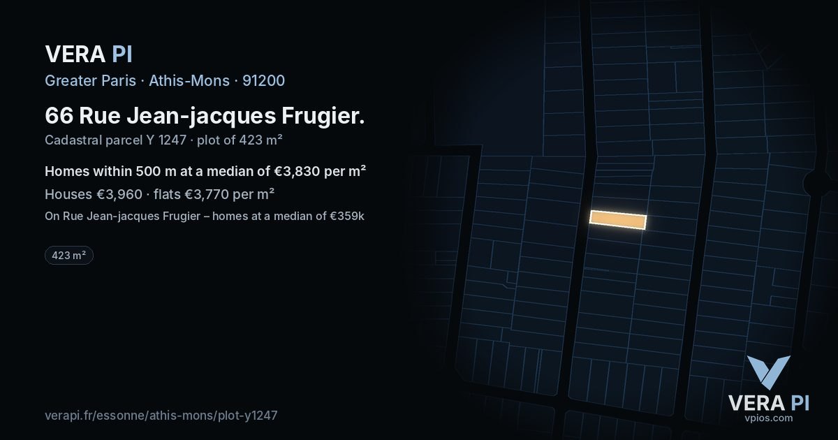 66 Rue Jean-jacques Frugier, Athis-Mons at night – the plot lit, the parcels around coloured by the prices near them