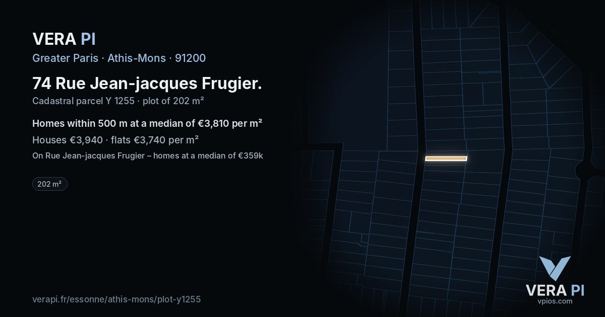 74 Rue Jean-jacques Frugier, Athis-Mons at night – the plot lit, the parcels around coloured by the prices near them