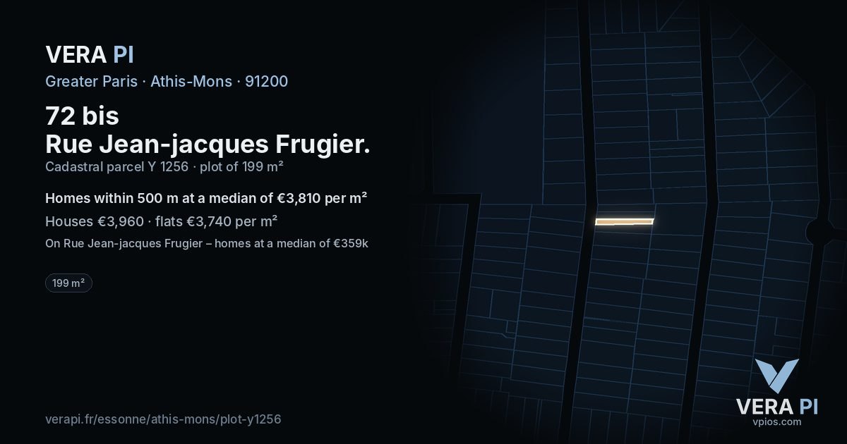 72 bis Rue Jean-jacques Frugier, Athis-Mons at night – the plot lit, the parcels around coloured by the prices near them