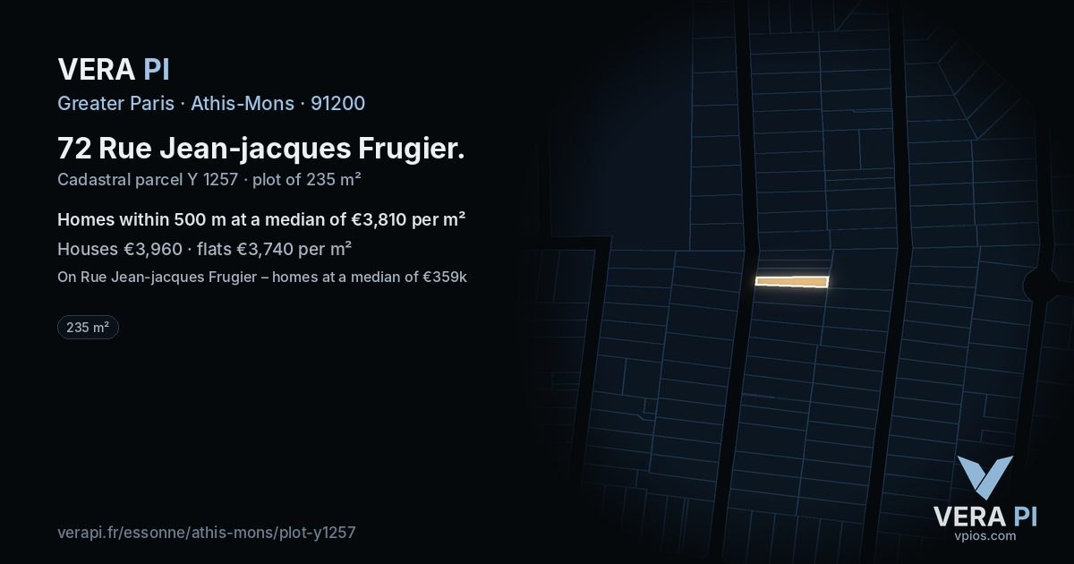 72 Rue Jean-jacques Frugier, Athis-Mons at night – the plot lit, the parcels around coloured by the prices near them