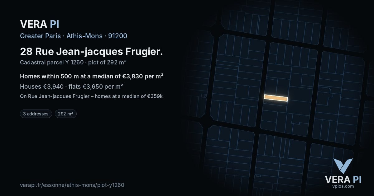 28 Rue Jean-jacques Frugier, Athis-Mons at night – the plot lit, the parcels around coloured by the prices near them