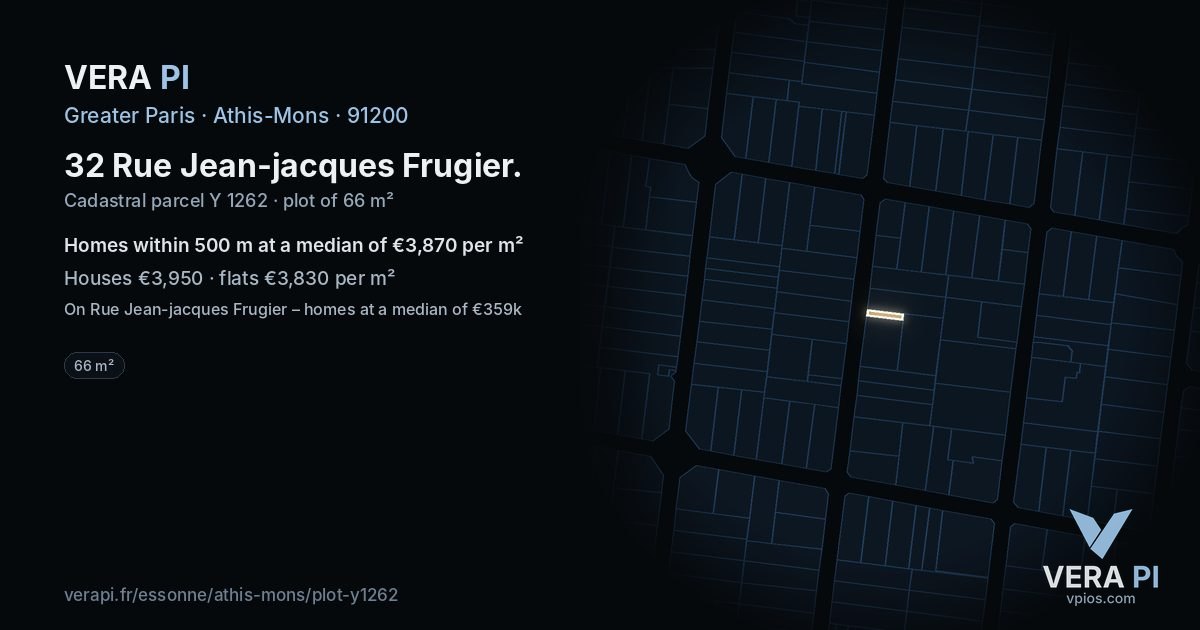 32 Rue Jean-jacques Frugier, Athis-Mons at night – the plot lit, the parcels around coloured by the prices near them