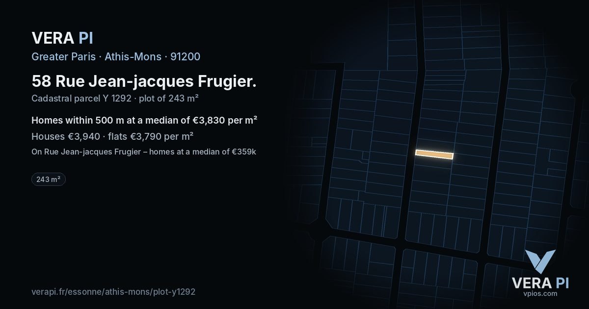 58 Rue Jean-jacques Frugier, Athis-Mons at night – the plot lit, the parcels around coloured by the prices near them