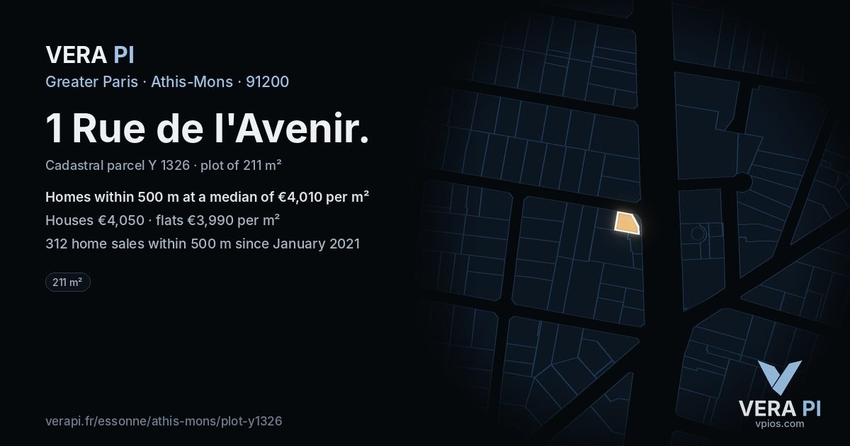 1 Rue de l'Avenir, Athis-Mons at night – the plot lit, the parcels around coloured by the prices near them