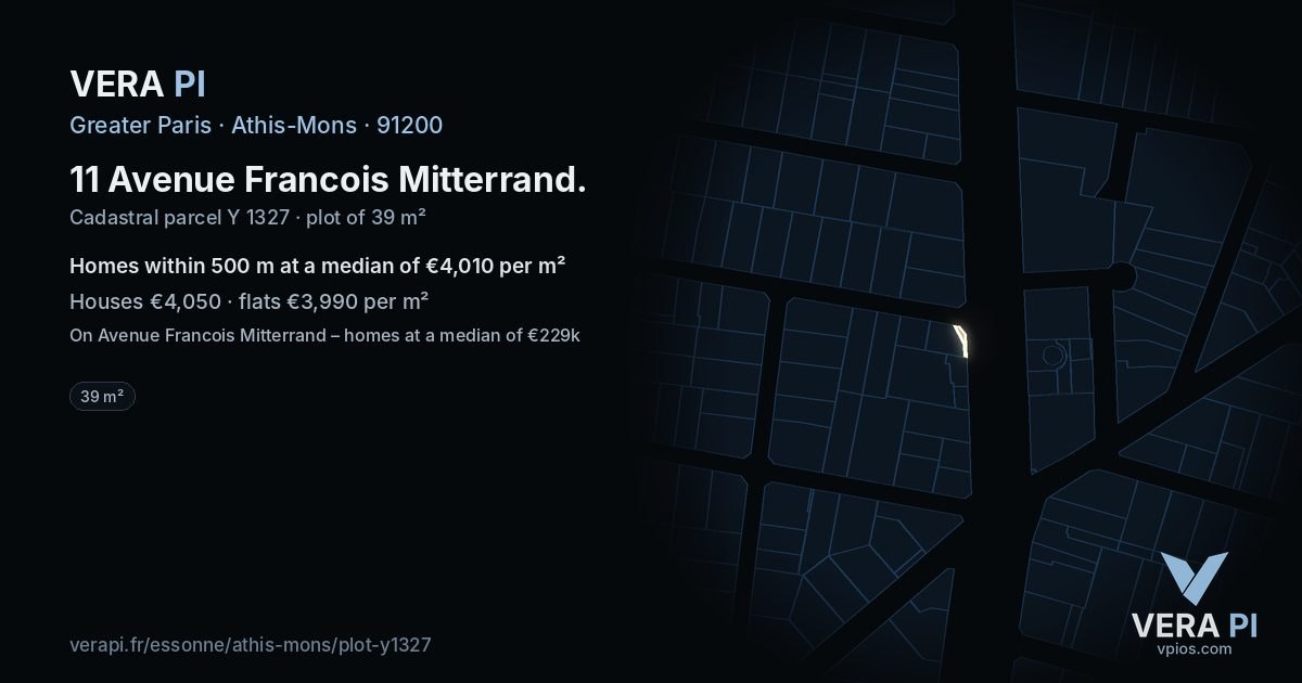11 Avenue Francois Mitterrand, Athis-Mons at night – the plot lit, the parcels around coloured by the prices near them