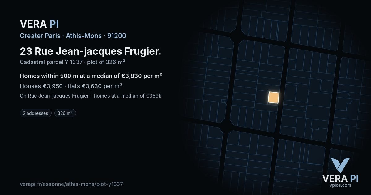 23 Rue Jean-jacques Frugier, Athis-Mons at night – the plot lit, the parcels around coloured by the prices near them