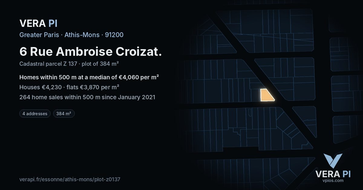 6 Rue Ambroise Croizat, Athis-Mons at night – the plot lit, the parcels around coloured by the prices near them
