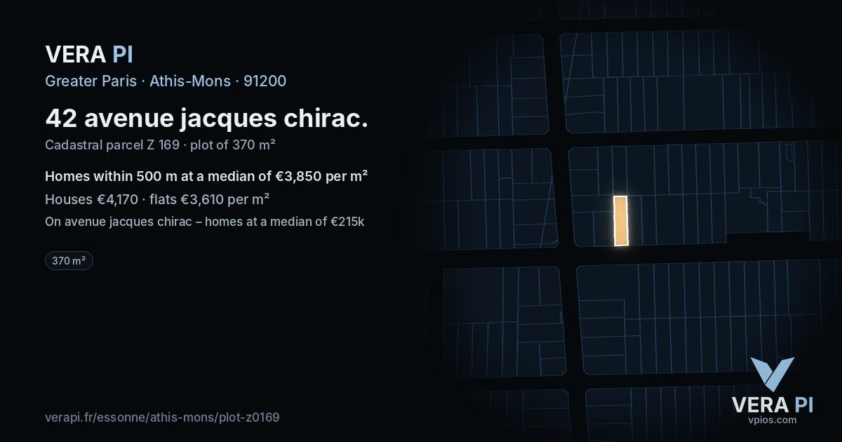 42 avenue jacques chirac, Athis-Mons at night – the plot lit, the parcels around coloured by the prices near them