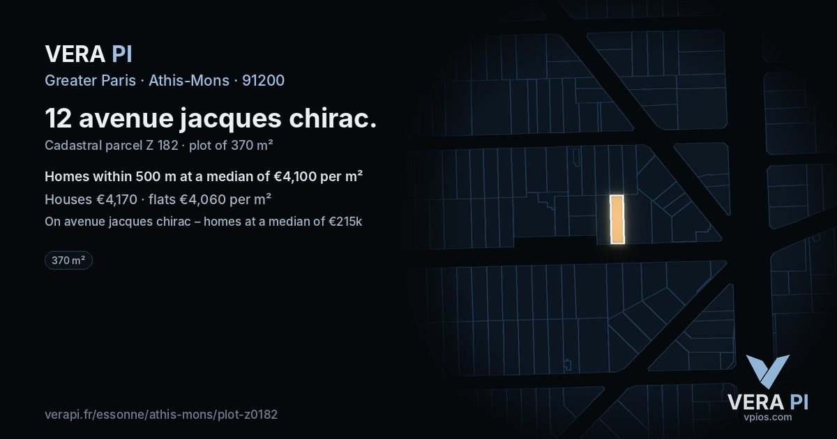 12 avenue jacques chirac, Athis-Mons at night – the plot lit, the parcels around coloured by the prices near them