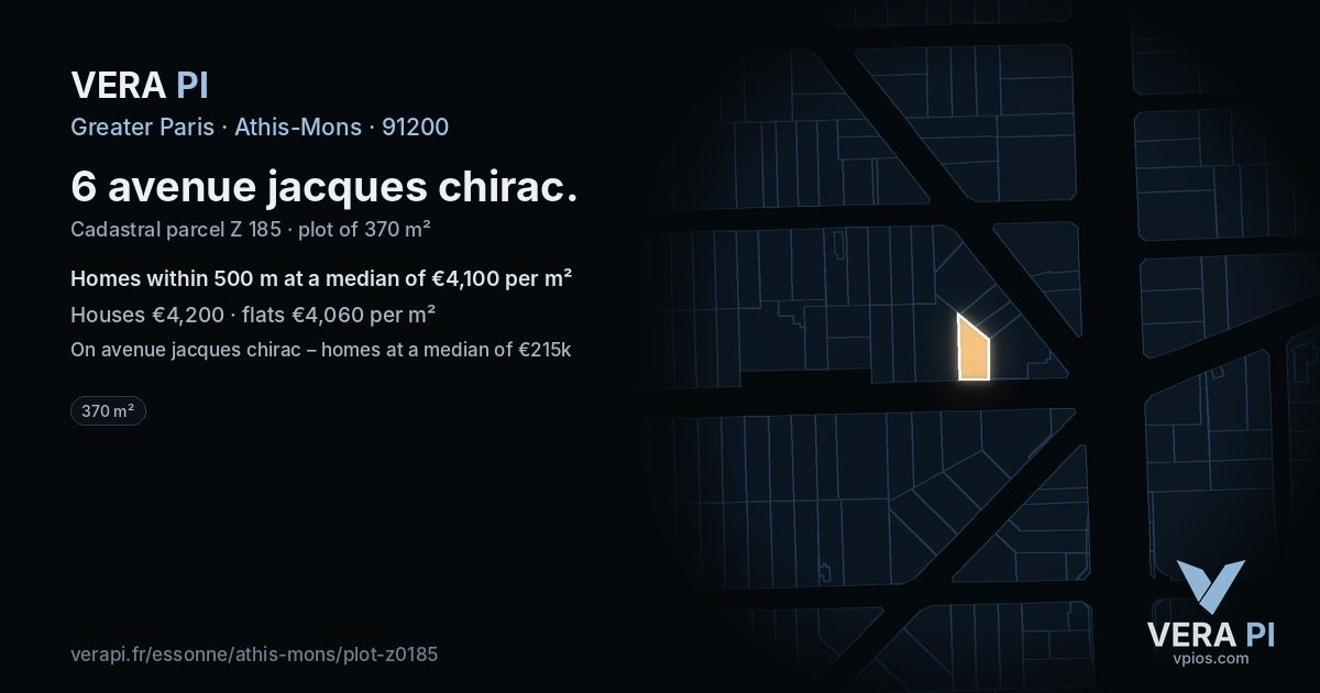 6 avenue jacques chirac, Athis-Mons at night – the plot lit, the parcels around coloured by the prices near them
