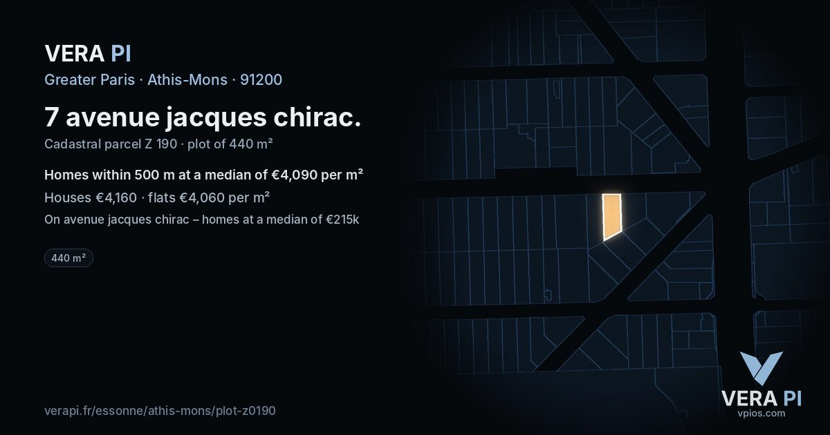 7 avenue jacques chirac, Athis-Mons at night – the plot lit, the parcels around coloured by the prices near them