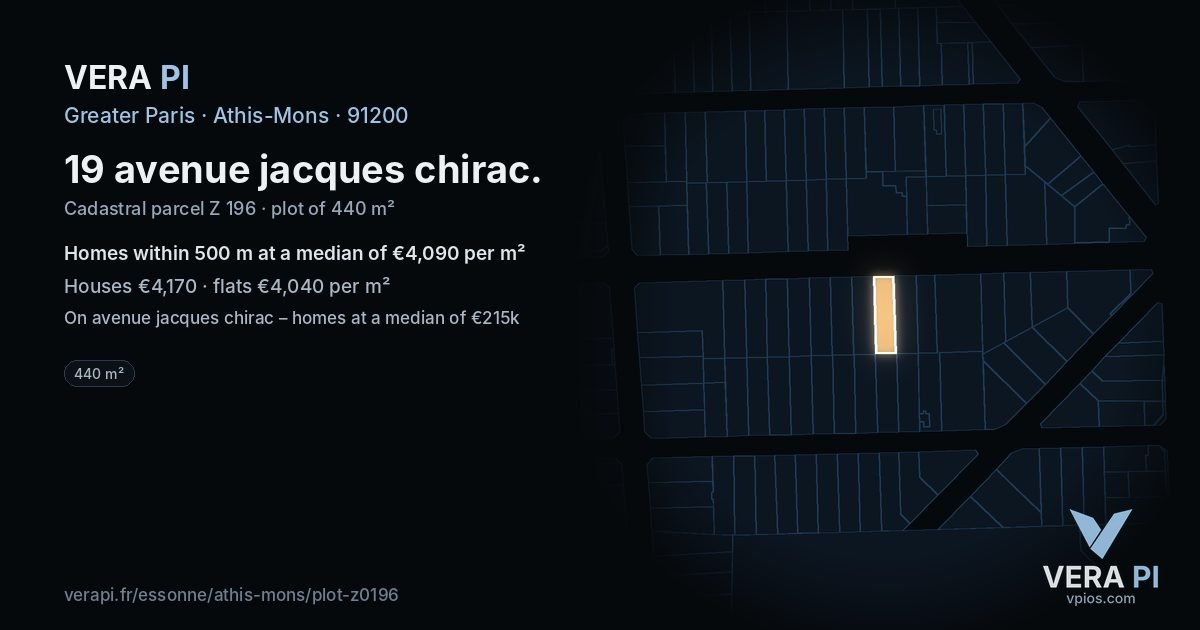19 avenue jacques chirac, Athis-Mons at night – the plot lit, the parcels around coloured by the prices near them