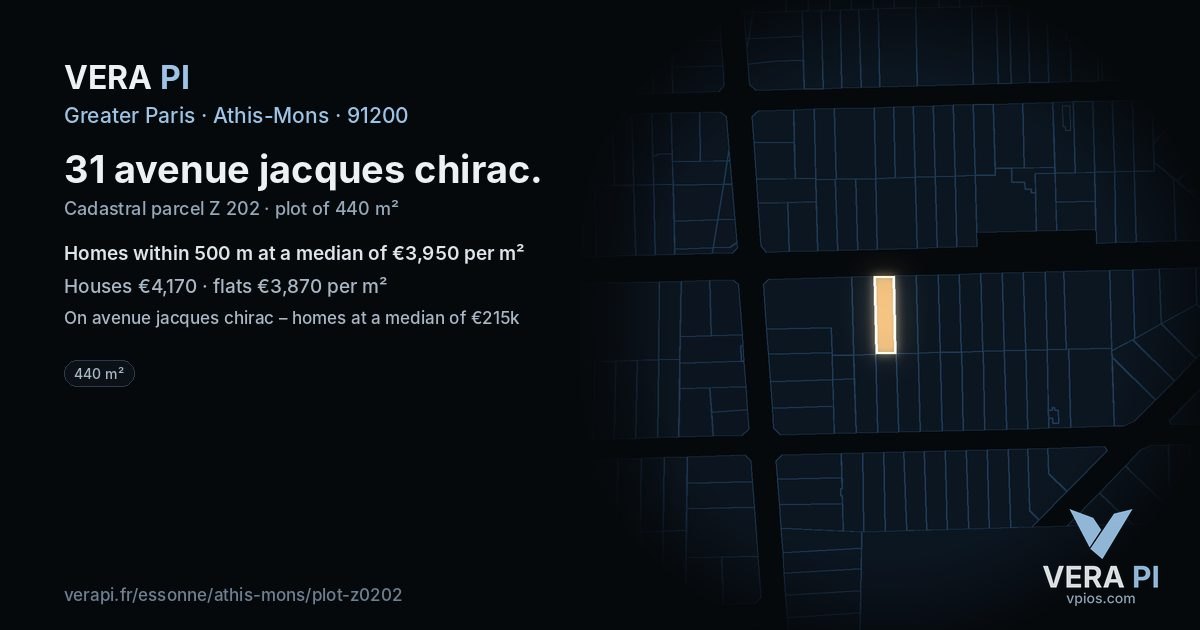 31 avenue jacques chirac, Athis-Mons at night – the plot lit, the parcels around coloured by the prices near them