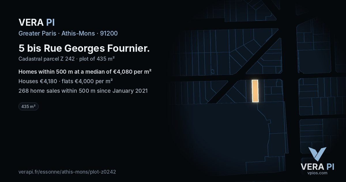5 bis Rue Georges Fournier, Athis-Mons at night – the plot lit, the parcels around coloured by the prices near them
