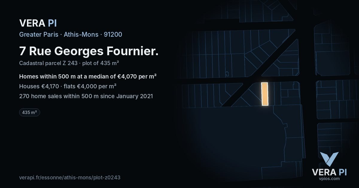 7 Rue Georges Fournier, Athis-Mons at night – the plot lit, the parcels around coloured by the prices near them