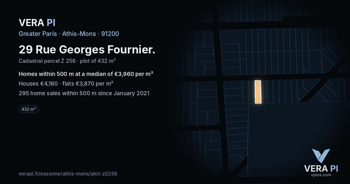 29 Rue Georges Fournier, Athis-Mons at night – the plot lit, the parcels around coloured by the prices near them