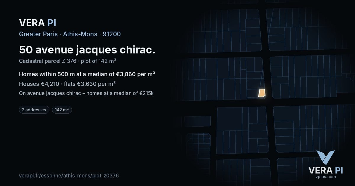 50 avenue jacques chirac, Athis-Mons at night – the plot lit, the parcels around coloured by the prices near them