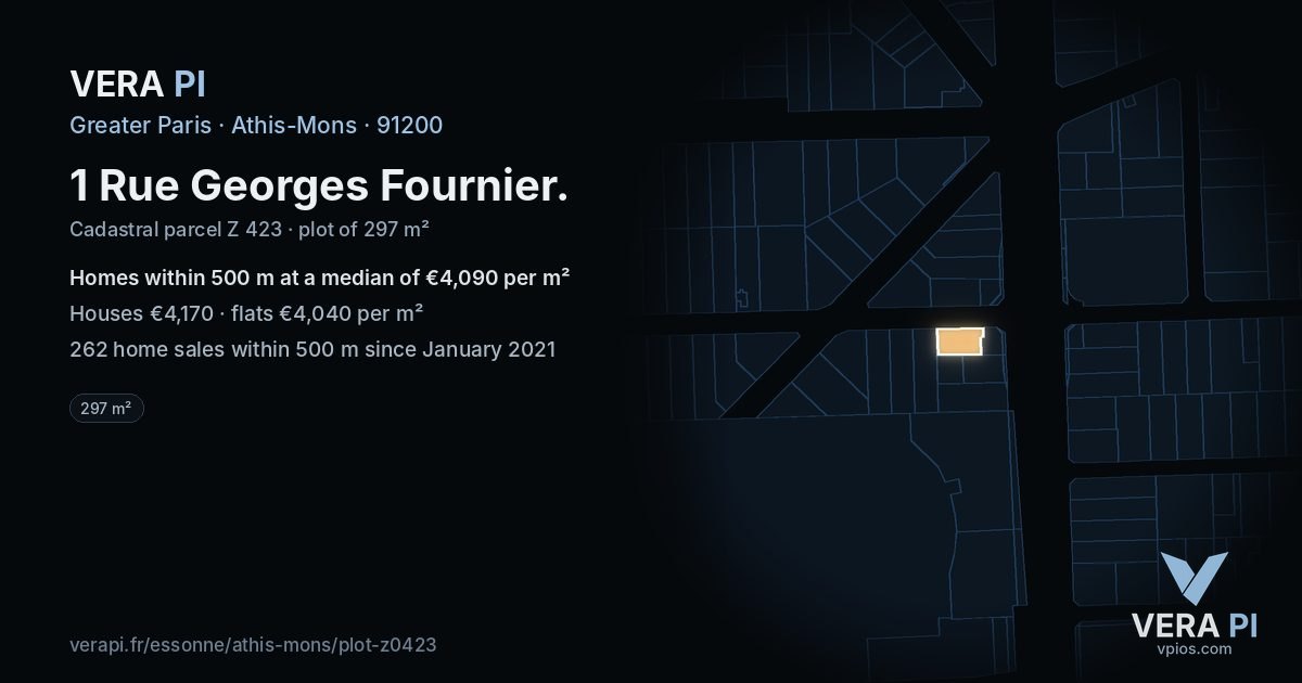 1 Rue Georges Fournier, Athis-Mons at night – the plot lit, the parcels around coloured by the prices near them