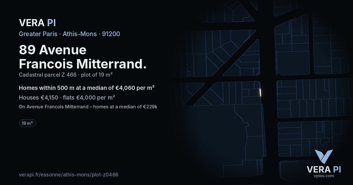 89 Avenue Francois Mitterrand, Athis-Mons at night – the plot lit, the parcels around coloured by the prices near them