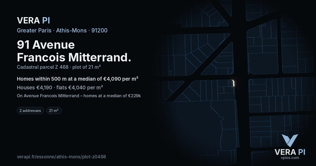 91 Avenue Francois Mitterrand, Athis-Mons at night – the plot lit, the parcels around coloured by the prices near them