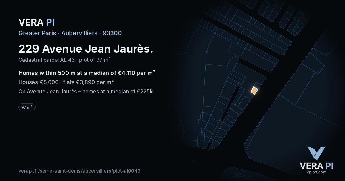 229 Avenue Jean Jaurès, Aubervilliers at night – the plot lit, the parcels around coloured by the prices near them