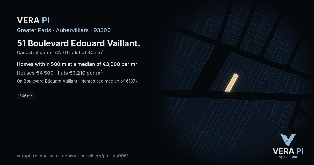 51 Boulevard Edouard Vaillant, Aubervilliers at night – the plot lit, the parcels around coloured by the prices near them