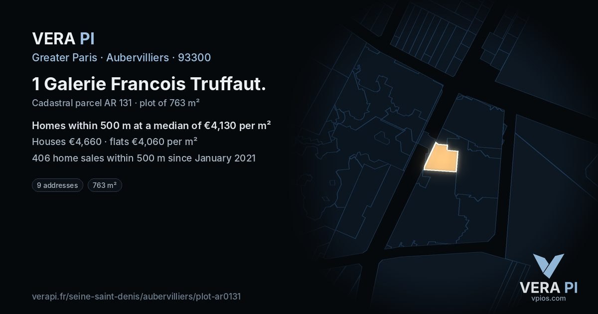 1 Galerie Francois Truffaut, Aubervilliers at night – the plot lit, the parcels around coloured by the prices near them