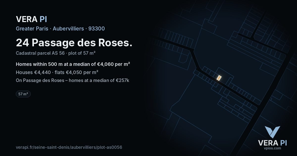 24 Passage des Roses, Aubervilliers at night – the plot lit, the parcels around coloured by the prices near them