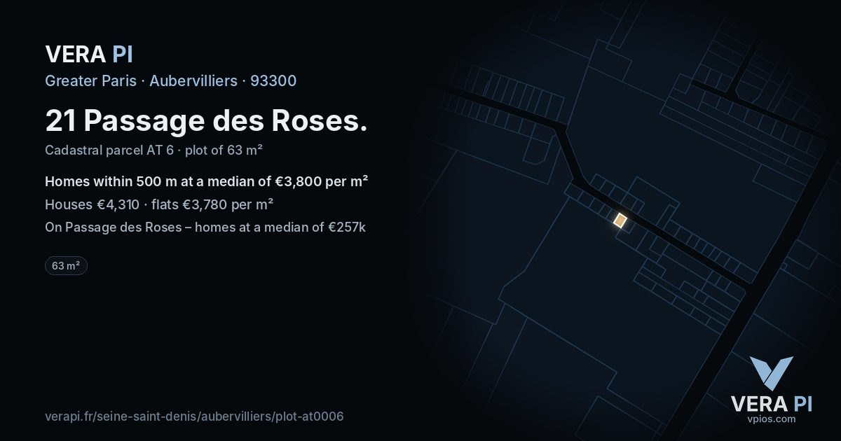 21 Passage des Roses, Aubervilliers at night – the plot lit, the parcels around coloured by the prices near them