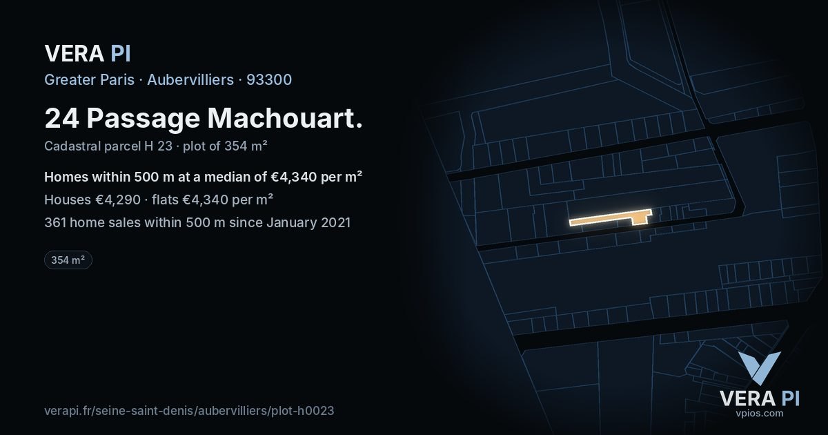 24 Passage Machouart, Aubervilliers at night – the plot lit, the parcels around coloured by the prices near them