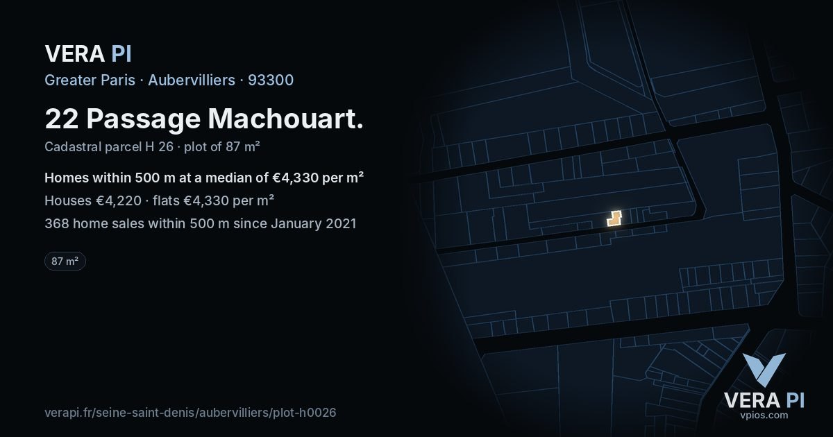 22 Passage Machouart, Aubervilliers at night – the plot lit, the parcels around coloured by the prices near them