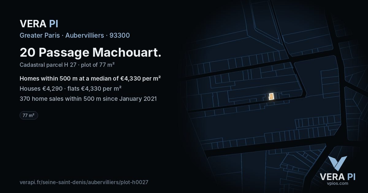 20 Passage Machouart, Aubervilliers at night – the plot lit, the parcels around coloured by the prices near them