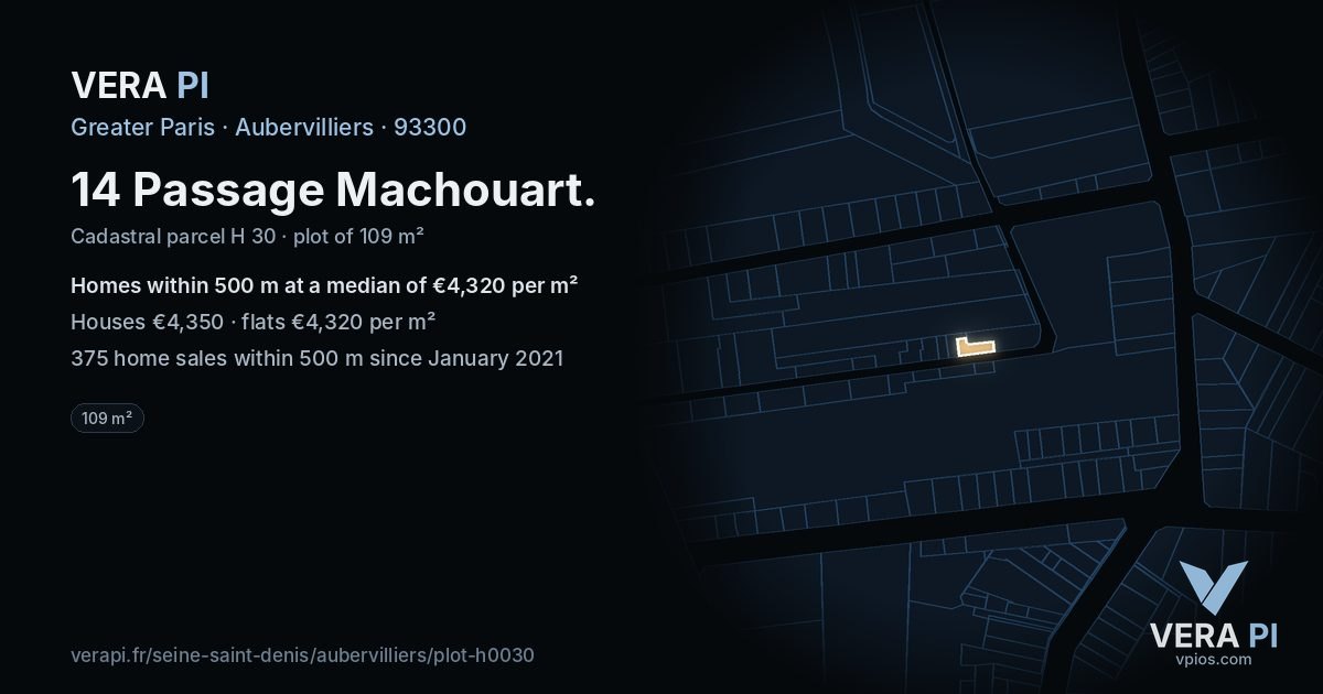 14 Passage Machouart, Aubervilliers at night – the plot lit, the parcels around coloured by the prices near them