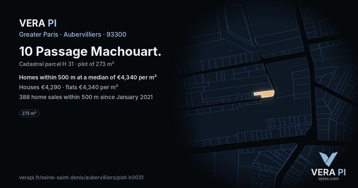 10 Passage Machouart, Aubervilliers at night – the plot lit, the parcels around coloured by the prices near them