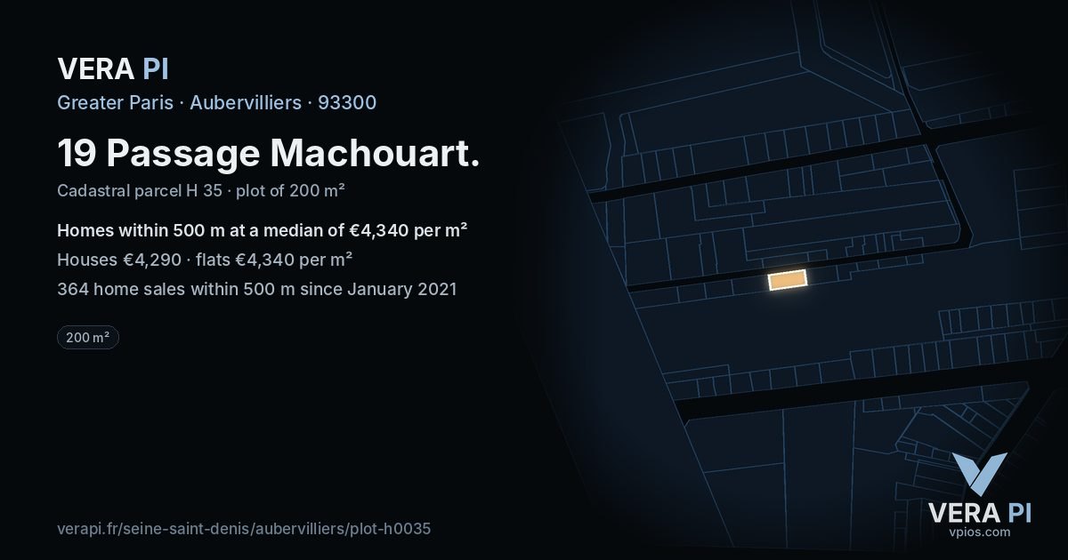 19 Passage Machouart, Aubervilliers at night – the plot lit, the parcels around coloured by the prices near them