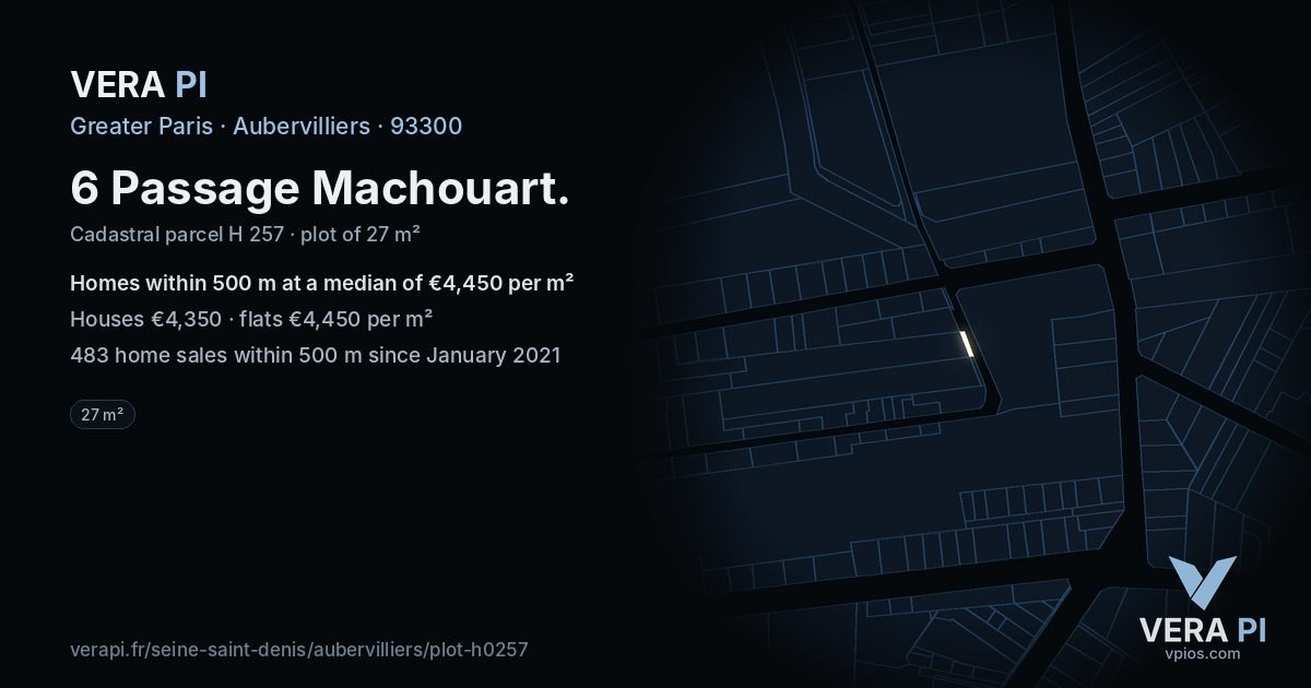 6 Passage Machouart, Aubervilliers at night – the plot lit, the parcels around coloured by the prices near them