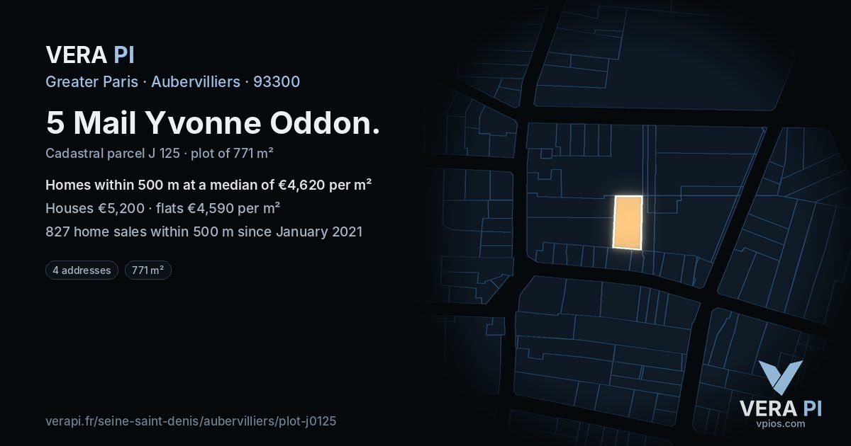5 Mail Yvonne Oddon, Aubervilliers at night – the plot lit, the parcels around coloured by the prices near them